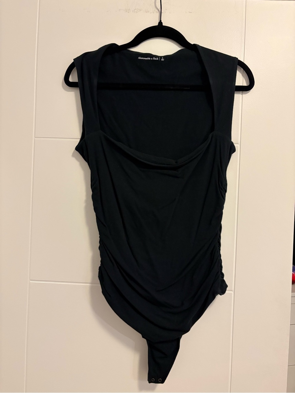 Abercrombie & Fitch Black Draped Sleeveless Bodysuit